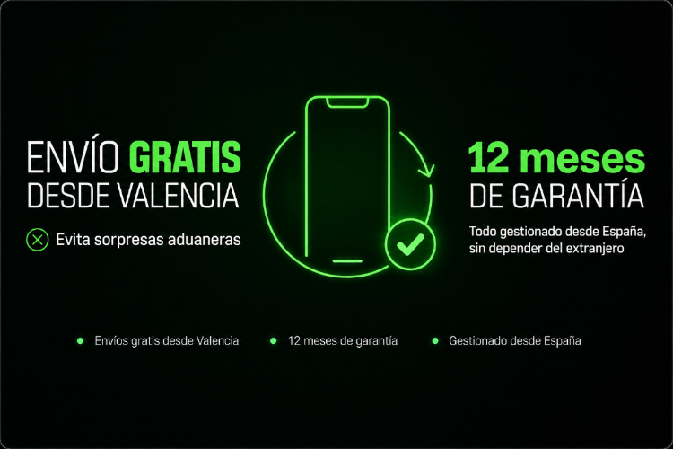 Envío gratis desde Valencia y 12 meses de garantía en iPhone reacondicionado