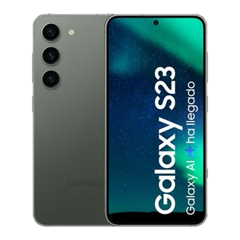 Samsung Galaxy S23 reacondicionado Grado A verde, vista frontal — Revalio Valencia